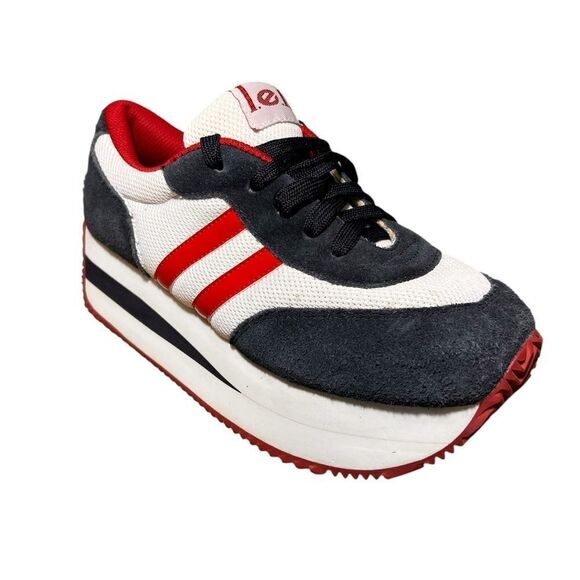 l. e. i Vintage Y2K Platform Sneakers Size 8 1/2 Stripes - Picture 1 of 11